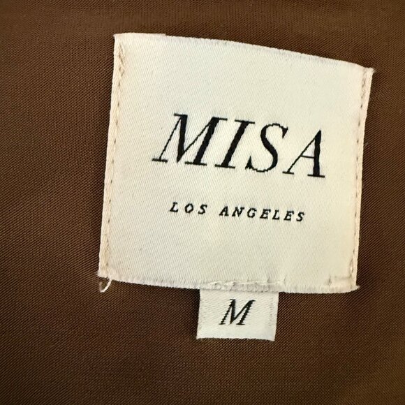 Misa Los Angeles Draped Brown Dress V-Neck Medium - Picture 3 of 12